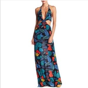 New RAGA Cutout Maxi Dress Punta Uva Print